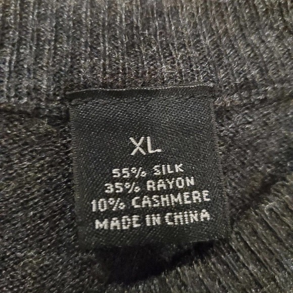 Mens XL Blake & Manley Silk Rayon Cashmere Sweater Charcoal Grey Light Argyle - Picture 2 of 6